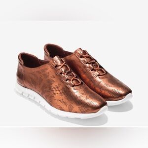 E.   Cole Haan ZERØGRAND Perforated Trainer DEEP COPPER PERF LEATHER-OPTIC WHITE